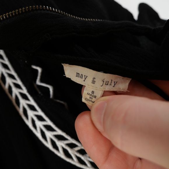 May & July Women's Black with White Short Sleeve Romper Size S - Picture 9 of 11